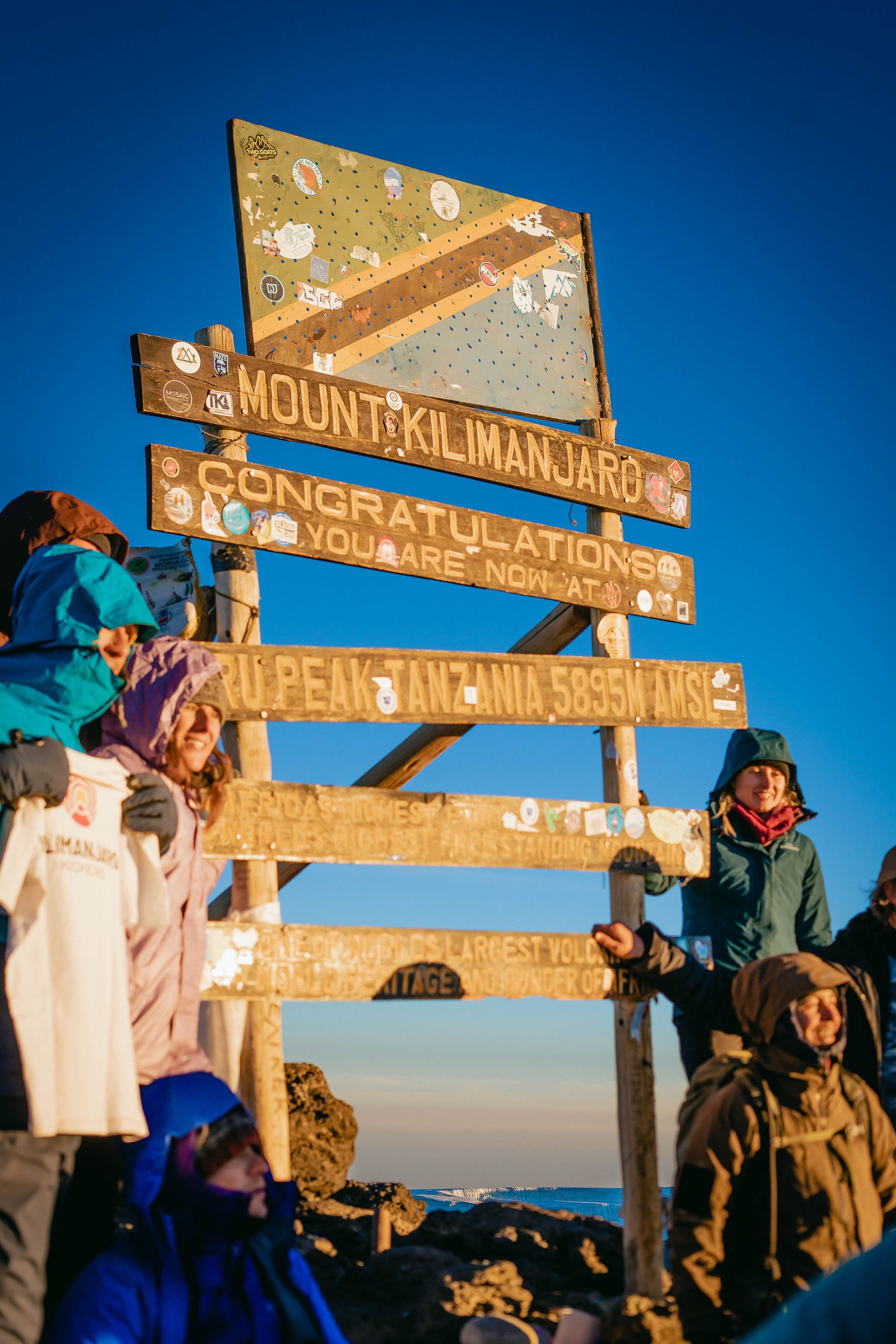 Trekkers hiking a trail on Mount Kilimanjaro